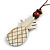 Melange White Wood Pineapple Pendant with Brown Cotton Cord Necklace - 96cm Long/ 10cm Front Drop - Adjustable - view 4