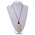 Melange White Wood Pineapple Pendant with Brown Cotton Cord Necklace - 96cm Long/ 10cm Front Drop - Adjustable - view 2
