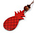 Red Wood Pineapple Pendant with Brown Cotton Cord Necklace - 96cm Long/ 10cm Front Drop - Adjustable - view 3