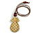 Natural Wood Pineapple Pendant with Brown Cotton Cord Necklace - 96cm Long/ 10cm Front Drop - Adjustable - view 4
