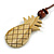 Natural Wood Pineapple Pendant with Brown Cotton Cord Necklace - 96cm Long/ 10cm Front Drop - Adjustable - view 5
