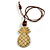 Natural Wood Pineapple Pendant with Brown Cotton Cord Necklace - 96cm Long/ 10cm Front Drop - Adjustable - view 6