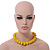 Chunky Banana Yellow  Round Bead Wood Flex Necklace - 44cm Long - view 3