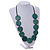 Washed Green Coloured Wood Button Bead Necklace with Black Cotton Cord - 80cm Long Adjustable - view 2