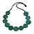 Washed Green Coloured Wood Button Bead Necklace with Black Cotton Cord - 80cm Long Adjustable - view 3