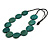 Washed Green Coloured Wood Button Bead Necklace with Black Cotton Cord - 80cm Long Adjustable - view 5