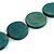 Washed Green Coloured Wood Button Bead Necklace with Black Cotton Cord - 80cm Long Adjustable - view 8