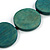 Washed Green Coloured Wood Button Bead Necklace with Black Cotton Cord - 80cm Long Adjustable - view 7