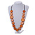 Geometric Washed Orange Coloured Coin Wood Bead Black Cord Necklace - 84cm Long Adjustable - view 2