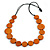 Geometric Washed Orange Coloured Coin Wood Bead Black Cord Necklace - 84cm Long Adjustable - view 8