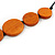 Geometric Washed Orange Coloured Coin Wood Bead Black Cord Necklace - 84cm Long Adjustable - view 4