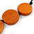 Geometric Washed Orange Coloured Coin Wood Bead Black Cord Necklace - 84cm Long Adjustable - view 5