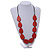 Geometric Red  Wood Bead Black Cord Necklace - 80cm Long Adjustable - view 2