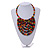Statement Multicoloured Wood Bead Bib Necklace - 44cm Long/ 10cm Drop - view 2