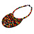 Statement Multicoloured Wood Bead Bib Necklace - 44cm Long/ 10cm Drop - view 8