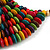 Statement Multicoloured Wood Bead Bib Necklace - 44cm Long/ 10cm Drop - view 4