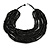 Statement Multistrand Layered Bib Style Wood Bead Necklace In Black - 50cm Shortest/ 70cm Longest Strand - view 1