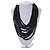 Statement Multistrand Layered Bib Style Wood Bead Necklace In Black - 50cm Shortest/ 70cm Longest Strand - view 2