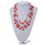 210g Solid 3 Strand Bubblegum Pink Glass & Ceramic Bead Necklace In Silver Tone - 60cm L/ 5cm - view 2