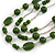210g Solid 3 Strand Military Green Glass & Ceramic Bead Necklace In Silver Tone - 60cm L/ 5cm - view 5