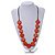 Washed Orange Coloured Wood Button Bead Necklace with Black Cotton Cord - 76cm Long Adjustable - view 2