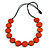 Washed Orange Coloured Wood Button Bead Necklace with Black Cotton Cord - 76cm Long Adjustable - view 3