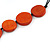 Washed Orange Coloured Wood Button Bead Necklace with Black Cotton Cord - 76cm Long Adjustable - view 5