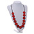 Washed Red Coloured Wood Button Bead Necklace with Black Cotton Cord - 76cm Long Adjustable - view 2