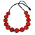 Washed Red Coloured Wood Button Bead Necklace with Black Cotton Cord - 76cm Long Adjustable - view 3