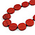 Washed Red Coloured Wood Button Bead Necklace with Black Cotton Cord - 76cm Long Adjustable - view 4