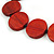 Washed Red Coloured Wood Button Bead Necklace with Black Cotton Cord - 76cm Long Adjustable - view 8