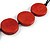 Washed Red Coloured Wood Button Bead Necklace with Black Cotton Cord - 76cm Long Adjustable - view 6