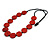 Washed Red Coloured Wood Button Bead Necklace with Black Cotton Cord - 76cm Long Adjustable - view 7