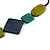 Geometric Wood Bead Black Cotton Cord Necklace in Blue/ Olive/ Teal - 86cm Long - Adjustable - view 4