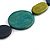 Geometric Wood Bead Black Cotton Cord Necklace in Blue/ Olive/ Teal - 86cm Long - Adjustable - view 5