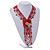 Red/ Transparent Glass Bead, Sea Shell Component Tassel Necklace with Button and Loop Closure - 44cm L (Necklace)/ 17cm L (Tassel) - view 2
