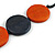 Burnt Orange/ Dark Blue Wood Button Bead Necklace with Black Cotton Cord - 80cm Long Adjustable - view 5