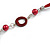 Long Wood, Glass, Ceramic Bead Blue Suede Cord Necklace in Red/ Brown - 88cm Long - view 6