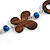 Long Wood, Glass, Ceramic Bead Blue Suede Cord Necklace in Blue/ Brown - 90cm Long - view 4