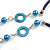 Long Wood, Glass, Ceramic Bead Blue Suede Cord Necklace in Blue/ Brown - 90cm Long - view 6