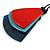 Melange Red/ Blue/ Turquoise Geometric Triangular Wood Pendant with Long Black Cotton Cord Necklace - 9cm L Pendant/ 100cm L/ (max length) - Adjust - view 4