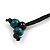 Ring and Bird Wood Bead Pendant with Black Cotton Cord (Brown/ Teal) - 78cm Long/ 15cm Pendant - Adjustable - view 6