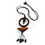 Ring and Bird Wood Bead Pendant with Black Cotton Cord (Brown/ Dark Blue) - 78cm Long/ 15cm Pendant - Adjustable - view 7