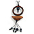 Ring and Bird Wood Bead Pendant with Black Cotton Cord (Brown/ Dark Blue) - 78cm Long/ 15cm Pendant - Adjustable - view 1