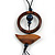 Ring and Bird Wood Bead Pendant with Black Cotton Cord (Brown/ Dark Blue) - 78cm Long/ 15cm Pendant - Adjustable - view 4