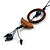 Ring and Bird Wood Bead Pendant with Black Cotton Cord (Brown/ Dark Blue) - 78cm Long/ 15cm Pendant - Adjustable - view 5