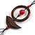 Ring and Bird Wood Bead Pendant with Black Cotton Cord (Brown/ Red) - 78cm Long/ 15cm Pendant - Adjustable - view 5