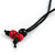 Ring and Bird Wood Bead Pendant with Black Cotton Cord (Brown/ Red) - 78cm Long/ 15cm Pendant - Adjustable - view 6