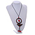 Ring and Bird Wood Bead Pendant with Black Cotton Cord (Brown/ Red) - 78cm Long/ 15cm Pendant - Adjustable - view 2