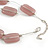 Two Strand Square Dusty Pink Glass Bead Silver Tone Wire Necklace - 48cm L/ 5cm Ext - view 4
